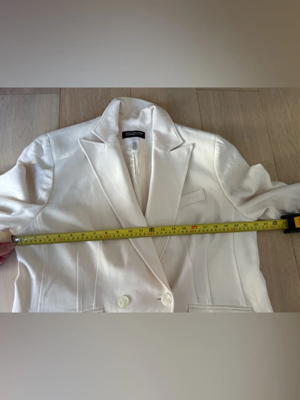 Ivory 100% Wool Blazer 14W ✨ Classic Tailored Quiet Luxury Jacket Feminine - Picture 9 of 10